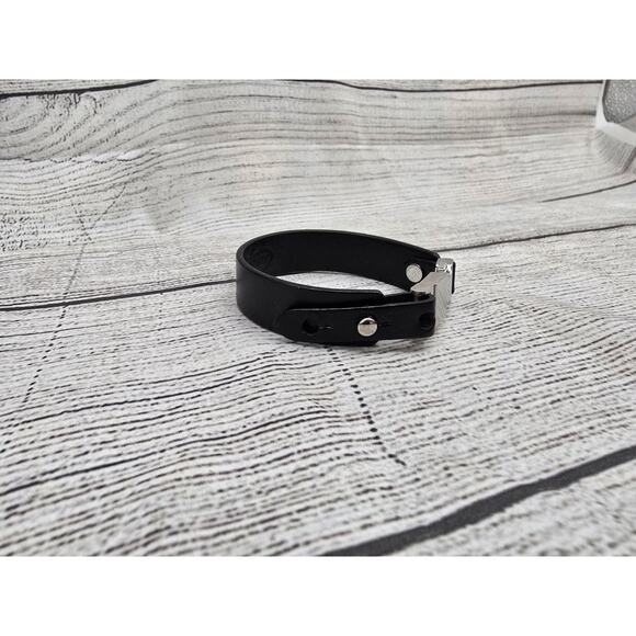 Fossil Mens Black Leather & Steel Bracelet - Picture 2 of 10